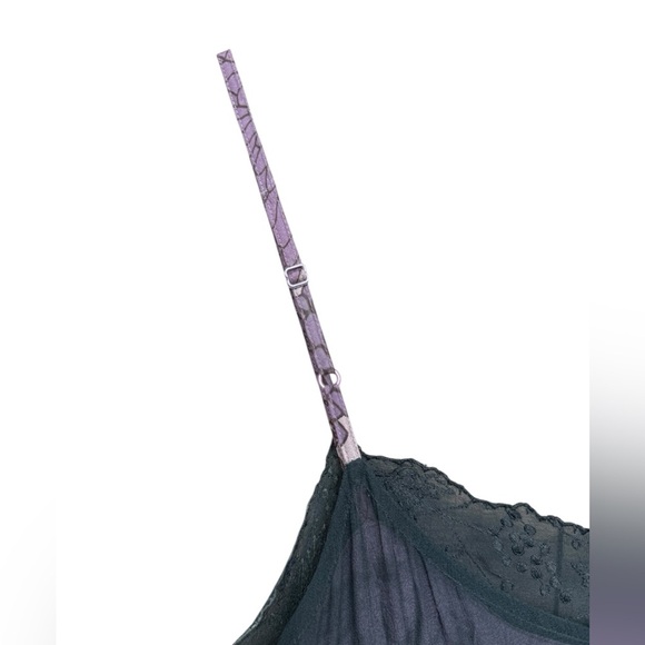 Anthropologie Lit Purple Ruffle 100% Silk Lace Dress Size 10 Lined Floral - Picture 6 of 9